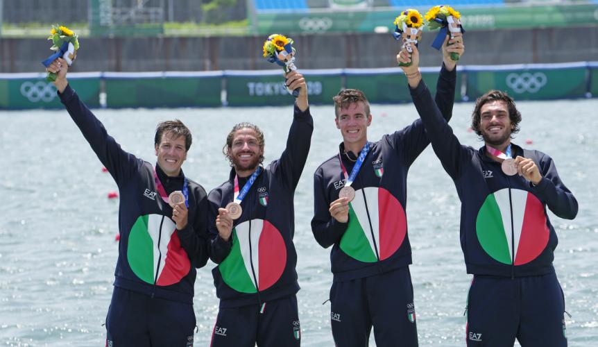 Italy wins Bronze in Men's Rowing Coxless Four Event